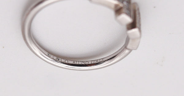TIFFANY & CO. Double T Wire Ring In 18Kt White Gold With 12 VS Diamonds