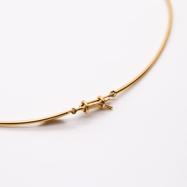YAACOV AGAM 1970 Paris Kinetic Op-Art Sculptural Circles Necklace In 18Kt Gold