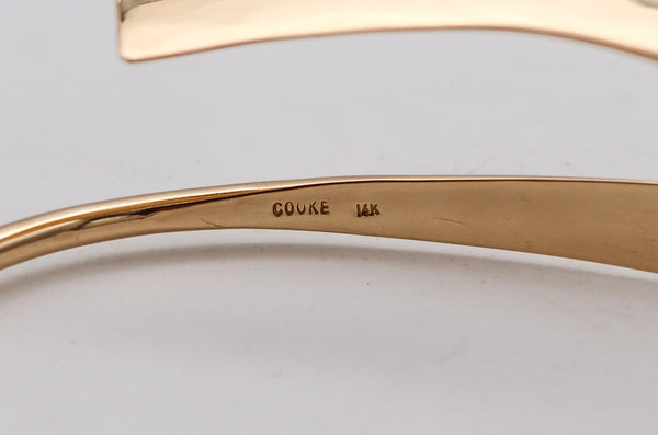 BETTY COOKE 1990 Asymmetrical Sculptural Bangle In 14Kt Gold With Diamond