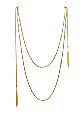 -Tiffany & Co. Elegant Long Necklace Lariat in Solid 18Kt Yellow Gold