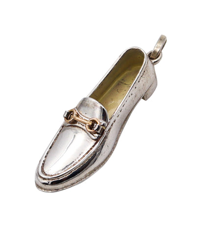 -Gucci 1980 Firenze Loafer Shoe Pendant Charm In Solid .925 Sterling Silver