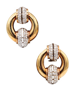 -Spritzer & Fuhrmann 1970 Door Knockers Earrings 18Kt Gold With 3.48 Ctw Diamonds