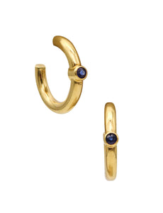 -Reinstein Ross Hoops Earrings In Brushed 18Kt Yellow Gold With Sapphires
