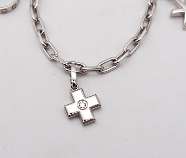 -Cartier Paris Bracelet With Three Charms in Solid 18Kt White Gold With Box