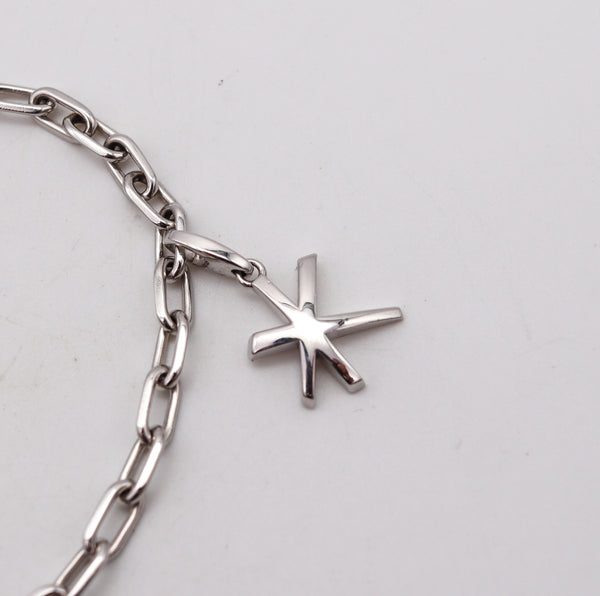 -Cartier Paris Bracelet With Three Charms in Solid 18Kt White Gold With Box