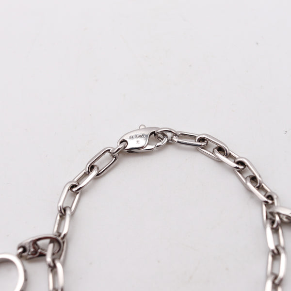 -Cartier Paris Bracelet With Three Charms in Solid 18Kt White Gold With Box