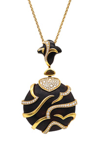 -Marina B. Milan Necklace With Wood In 18Kt Yellow Gold With 1.54 Ctw Diamonds