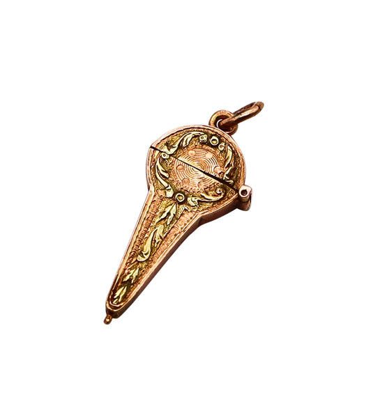 EDUARD TURK 1900 Austria Edwardian Miniature Etoile Box Charm In 18Kt Gold