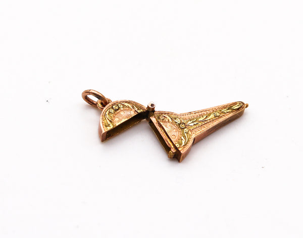 EDUARD TURK 1900 Austria Edwardian Miniature Etoile Box Charm In 18Kt Gold