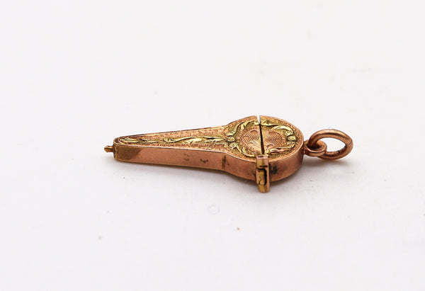 EDUARD TURK 1900 Austria Edwardian Miniature Etoile Box Charm In 18Kt Gold