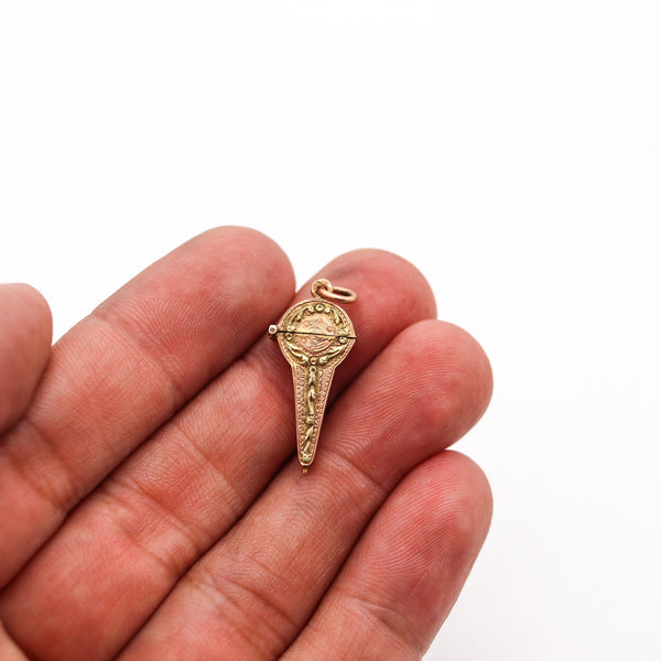 EDUARD TURK 1900 Austria Edwardian Miniature Etoile Box Charm In 18Kt Gold