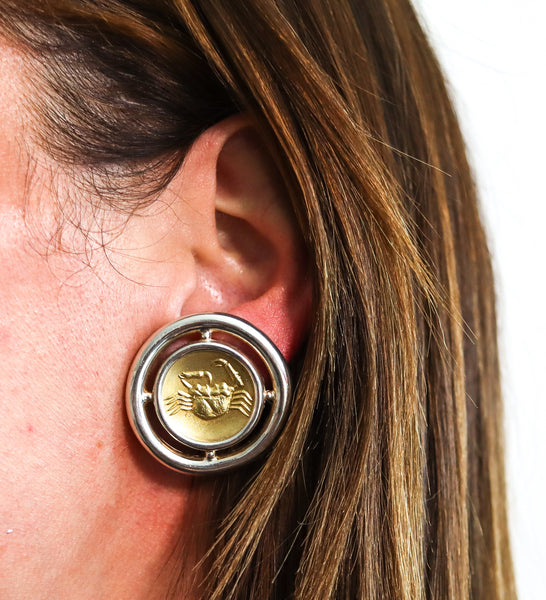 -Lalaounis 1970 Akragas Crabs Clips-On Earrings In 18Kt Yellow Gold and Sterling