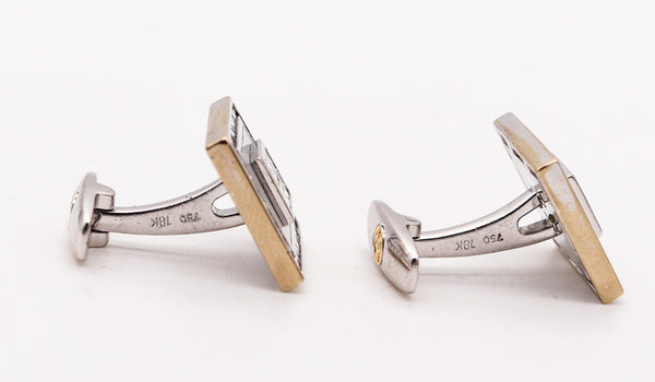 -Doland & Bullock Pair Of Cufflinks In 18Kt White Gold With 2.86 Ctw in Diamonds