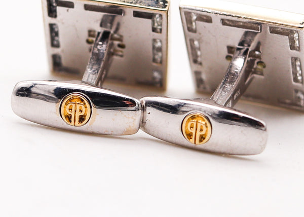 -Doland & Bullock Pair Of Cufflinks In 18Kt White Gold With 2.86 Ctw in Diamonds