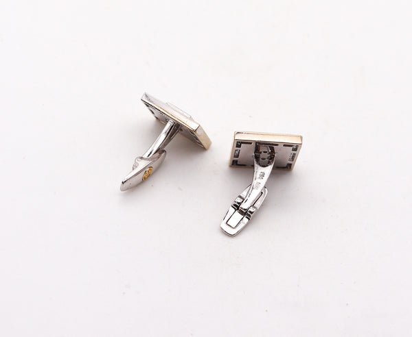 -Doland & Bullock Pair Of Cufflinks In 18Kt White Gold With 2.86 Ctw in Diamonds
