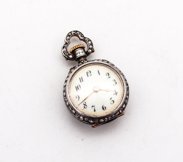 LE COULTRE 1890 Miniature Pendant Watch in Silver With 5.29 Ctw Diamonds & Rubies