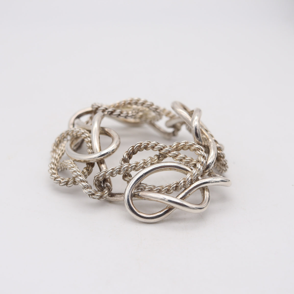 HERMES Paris 1970 Vintage Equestrian Knots Bracelet In Solid .925