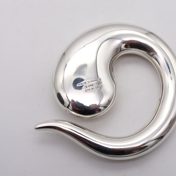 -Tiffany & Co 1981 Elsa Peretti Abstract Pendant Buckle in.925 Sterling Silver