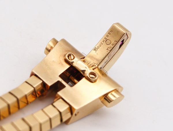 BOUCHERON 1937 Paris Art Deco Bracelet In 18Kt Gold With 5.44 Ctw Diamonds & Rubies