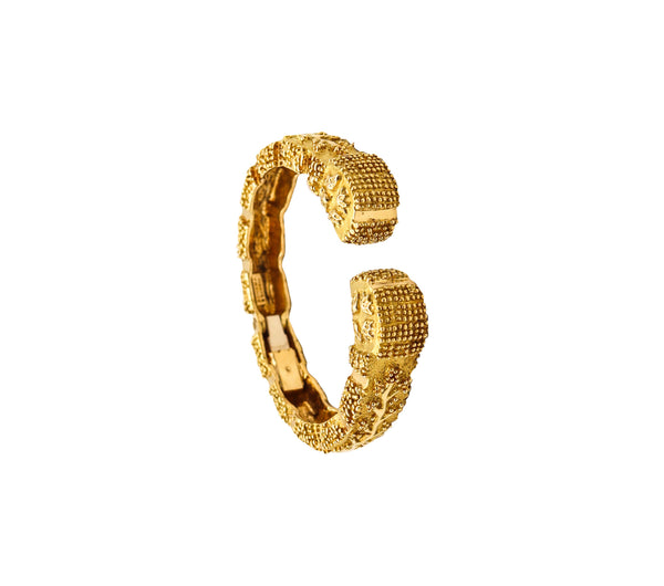 WANDER FRANCE 1960 Modernist Cuff Bracelet In Solid 18Kt Yellow Gold