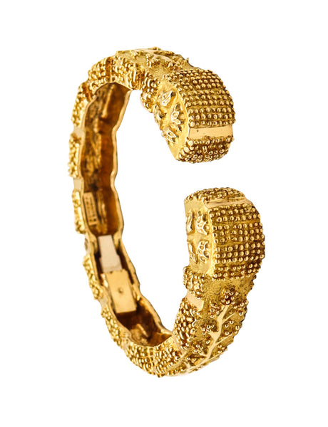 WANDER FRANCE 1960 Modernist Cuff Bracelet In Solid 18Kt Yellow Gold