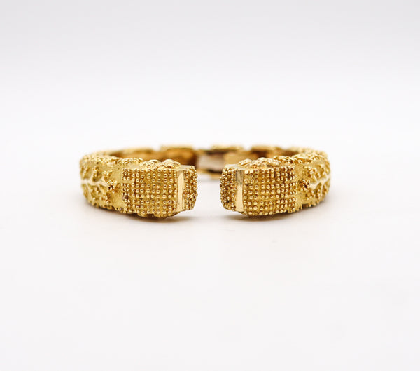 WANDER FRANCE 1960 Modernist Cuff Bracelet In Solid 18Kt Yellow Gold