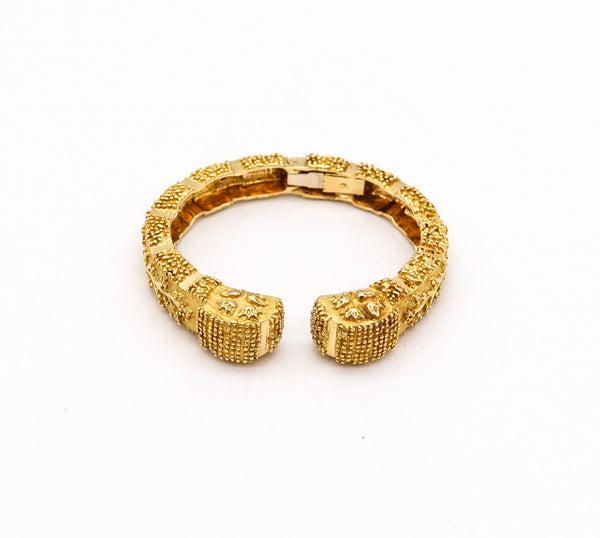 WANDER FRANCE 1960 Modernist Cuff Bracelet In Solid 18Kt Yellow Gold