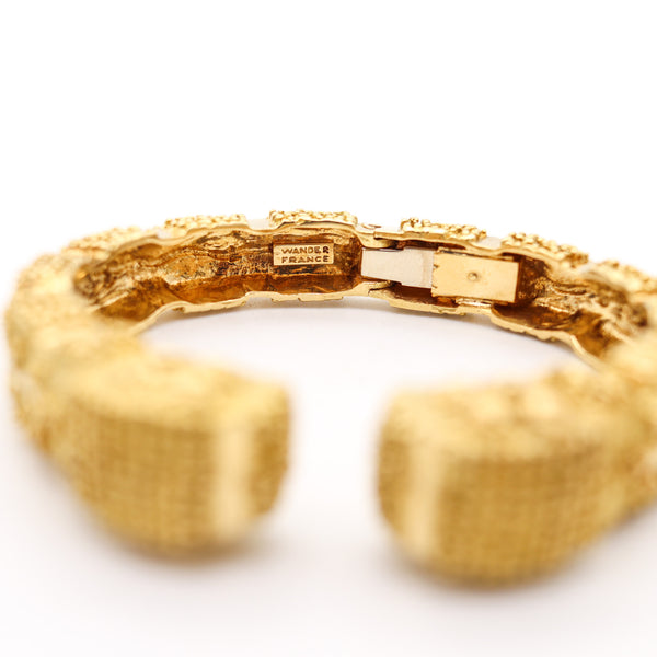 WANDER FRANCE 1960 Modernist Cuff Bracelet In Solid 18Kt Yellow Gold