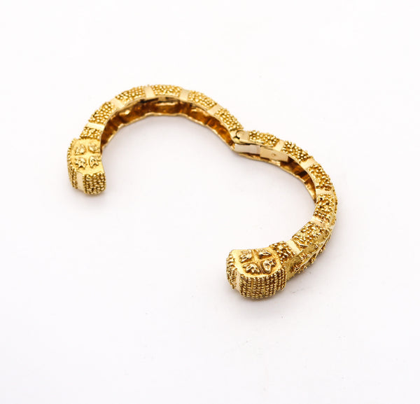 WANDER FRANCE 1960 Modernist Cuff Bracelet In Solid 18Kt Yellow Gold