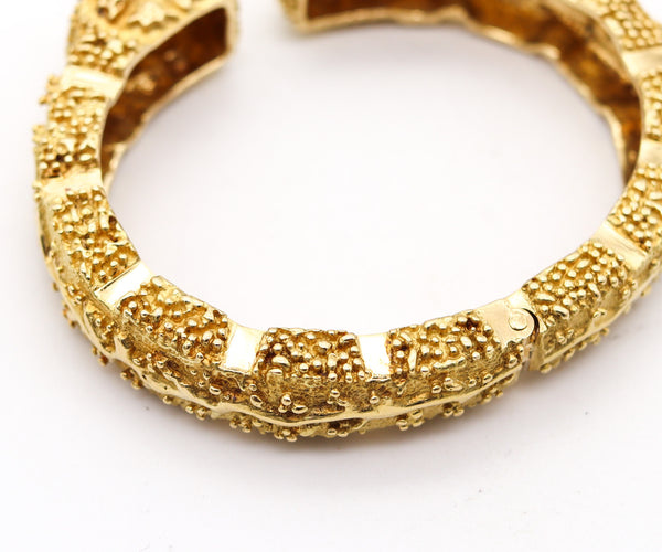 WANDER FRANCE 1960 Modernist Cuff Bracelet In Solid 18Kt Yellow Gold