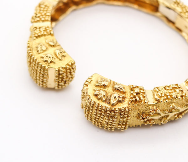 WANDER FRANCE 1960 Modernist Cuff Bracelet In Solid 18Kt Yellow Gold