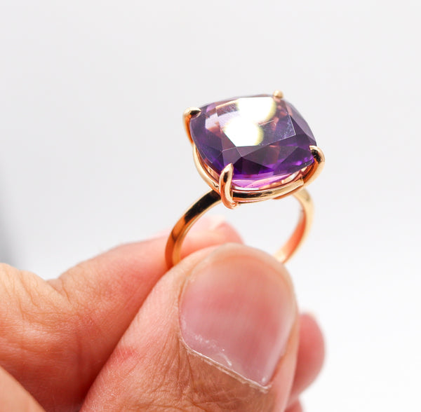TIFFANY & CO. 1990 Cocktail Ring In 18Kt Yellow Gold With Vivid Purple Amethyst
