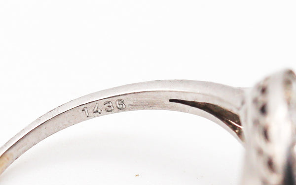 BLACK STARR & FROST 1925 Art Deco Platinum Ring With 3.55 Ctw Sapphires & Diamonds