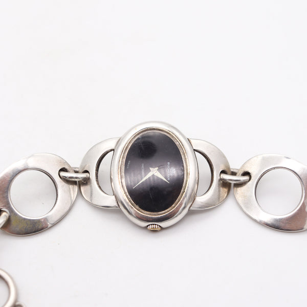 -Bucherer Geneve 1960 Retro Modernist Ladies Wristwatch In Solid Sterling Silver