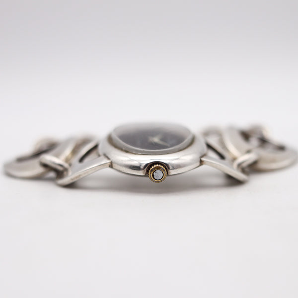 -Bucherer Geneve 1960 Retro Modernist Ladies Wristwatch In Solid Sterling Silver