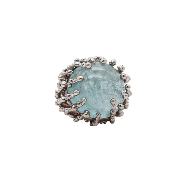 GARNAZELLE Paris Boule D'Amour Cocktail Ring In 18Kt Gold With 68 Ctw Aquamarine