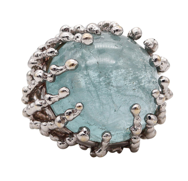 GARNAZELLE Paris Boule D'Amour Cocktail Ring In 18Kt Gold With 68 Ctw Aquamarine