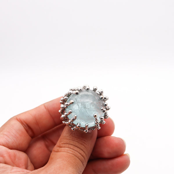 GARNAZELLE Paris Boule D'Amour Cocktail Ring In 18Kt Gold With 68 Ctw Aquamarine