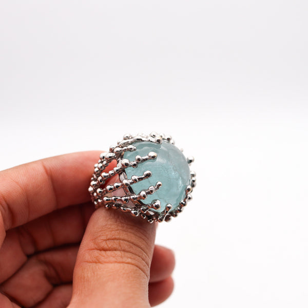 GARNAZELLE Paris Boule D'Amour Cocktail Ring In 18Kt Gold With 68 Ctw Aquamarine