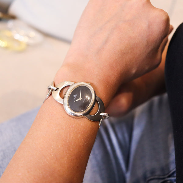 -Bucherer Geneve 1960 Retro Modernist Ladies Wristwatch In Solid Sterling Silver