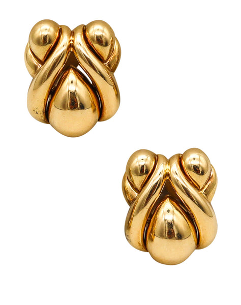 RENE BOIVIN Paris 1970 Puffed Bulbous Clips On Earrings In 18Kt Yellow Gold