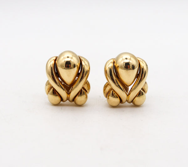 RENE BOIVIN Paris 1970 Puffed Bulbous Clips On Earrings In 18Kt Yellow Gold