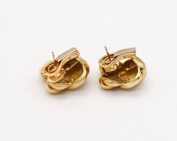 RENE BOIVIN Paris 1970 Puffed Bulbous Clips On Earrings In 18Kt Yellow Gold