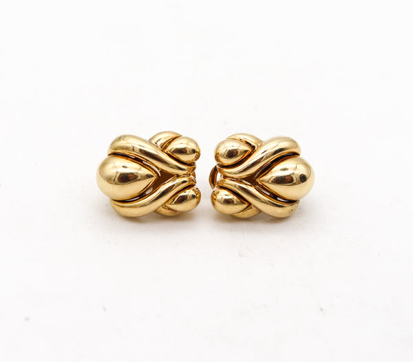 RENE BOIVIN Paris 1970 Puffed Bulbous Clips On Earrings In 18Kt Yellow Gold