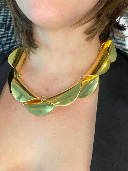 Georg Jensen 1961 By Nanna Ditzel Geometric Necklace 129 In 18Kt Gold Vermeil On Sterling