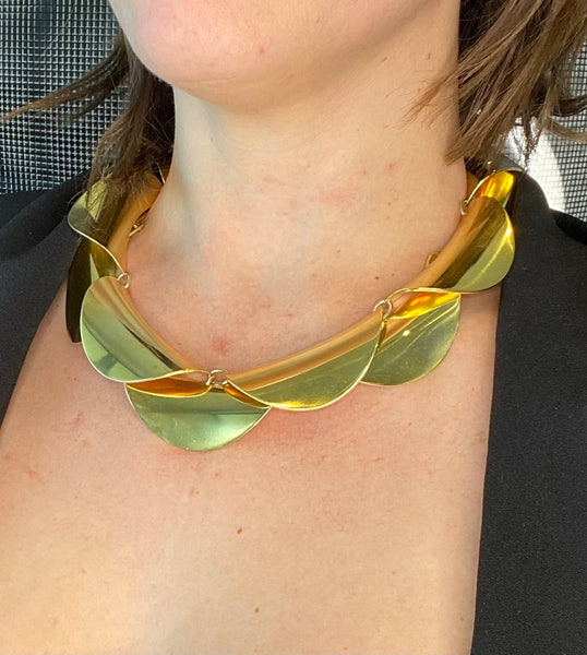 Georg Jensen 1961 By Nanna Ditzel Geometric Necklace 129 In 18Kt Gold Vermeil On Sterling