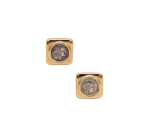 BVLGARI Roma 1970 Moneta 268 BC Roman Coins Earrings In 18Kt Yellow Gold
