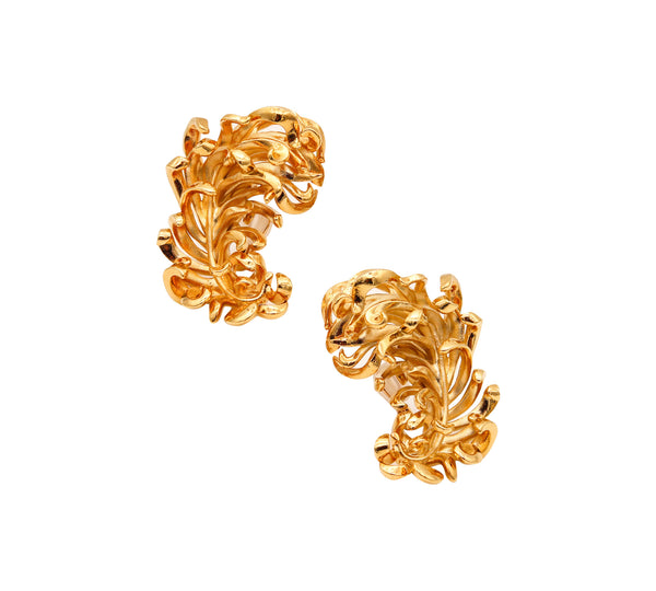 JAR PARIS Golden Feathers Clips On Earrings In 18Kt Gold and Aluminum