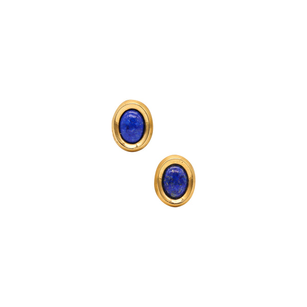 ANGELA CUMMINGS 1988 Clips-On Earrings In 18Kt Yellow Gold With Lapis Lazuli
