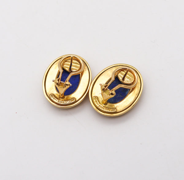 ANGELA CUMMINGS 1988 Clips-On Earrings In 18Kt Yellow Gold With Lapis Lazuli